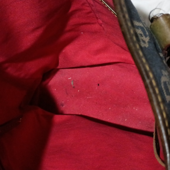 Dooney & Bourke North/South Signature Logo Denim Bucket Bag Medium - Picture 8 of 9